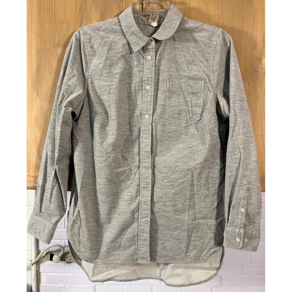 Duluth Trading Co Button Down Mens Large Gray Corduroy Long Sleeve Shirt